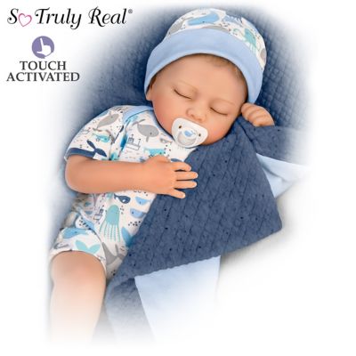  Breathing Baby Boy Doll With Quilted Blanket And Pacifier Soft